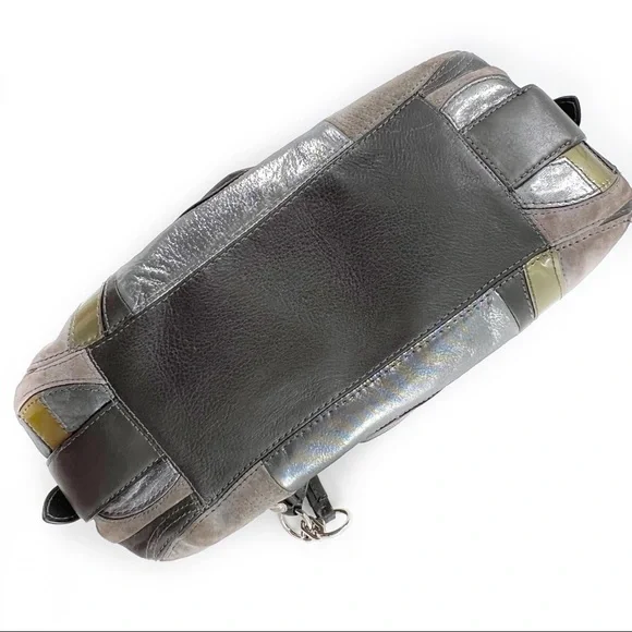 Coach Mia Inlaid C Maggie Leather & Suede Hobo Shoulder Bag, Gray/Silver/Lilac - Picture 11 of 17